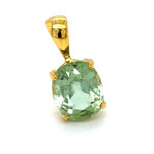 Mint Green Tourmaline 3.87ct Solid 14K Pendant